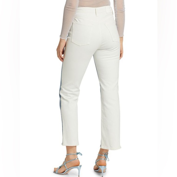 NEW! JONATHAN SIMKHAI Size 27 RIVER HIGH-RISE STRAIGHT Jean 2 Tone White Blue - Picture 12 of 17